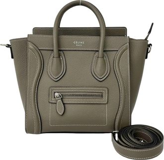 Celine Gray Leather Handbag Shoulder Bag Tote Bag (Pre-Owned)