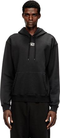 Diesel Cotton hoodie with metallic Oval D - Sweaters - Man - Black