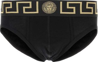 Versace Black Stretch Cotton Brief Set