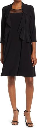 Nina Leonard 2-Piece Ruffle Bolero & Sleeveless Dress in Black at Nordstrom Rack, Size X-Large