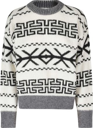Woolrich Cream Jacquard Fair Isle Knitted Crewneck Sweater