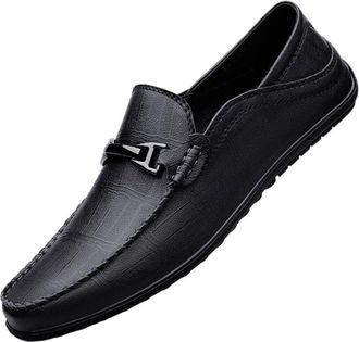 Generic Mens Genuine Leather Slip On Loafers Soft Sole Driving Moccasins Business Casual Shoes Easy Comfort Wear for Work Leisure(Black,10.5)