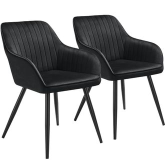 TecTake Dining Chair Marilyn Set Of 2 - Black/Black in Black | Size: 2 Pack