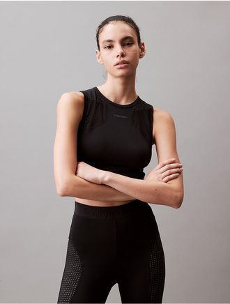 Calvin Klein Calvin Klein Womens CK Sport Future Icon Mesh Cropped Tank Top - Black - XS