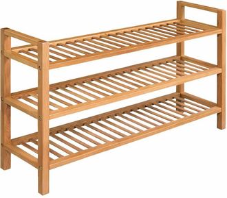 vidaXL Vidaxl - Zapatero Con 3 Estantes Madera Maciza De Roble 100x27x60 Cm