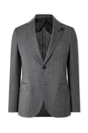 Lardini Virgin Wool-Blend Herringbone Suit Jacket