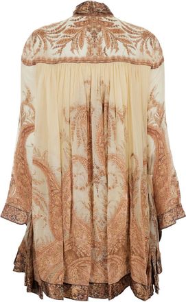 Zimmermann Womens Hypnotic Multicolor Mini Dress With Pussybow Collar Viscose Silk