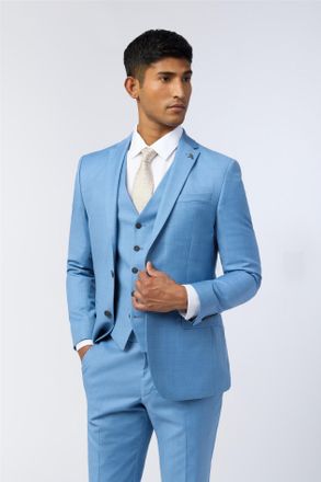 Ted Baker Mens Single Breasted Long Sleeve Two Button Slim Fit Suit Jacket in Light Blue Wool - Size 52 (Chest)