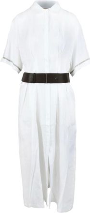 Fabiana Filippi Kleedjes, Dames, Wit, XL, Linnen, Linnen Chemisierjurk met Knopen