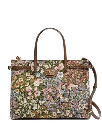 Valentino Garavani mediam valentino garavani antibes medium tote bag - women - Polyester/Cotton/Calf Leather - One Size - Green