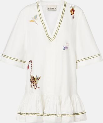 Alemais Al&eacute;mais Camelia embroidered cotton minidress