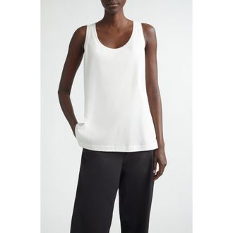 Lafayette 148 New York Scoop Neck Cotton & Silk Jersey Tank in White at Nordstrom, Size X-Large