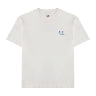 C.P. Company T-Shirts, male, White, Size: 2XL 30/1 Jersey Comfort Logo T-Shirt
