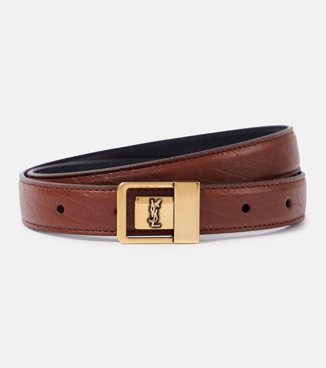 SAINT LAURENT La 66 スリム レザー ベルト La 66 slim leather belt in black - Saint Laurent | Mytheresa