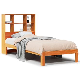 Berkfield Home Bookcase Bed without Mattress Wax Brown 100x200cm Solid Wood Pine | Size: 100x200 cm