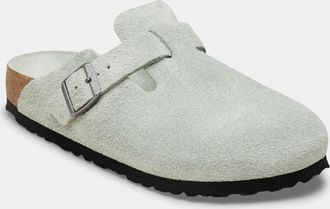 Birkenstock Womens Boston Tonal Footbed Clogs in Light Grey Suede - Size UK 5.5