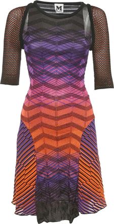 Missoni Abito corto in maglia con motivo chevron - Viola