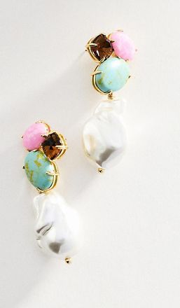Lele Sadoughi Seafoam Iris Pearl Cluster Earrings