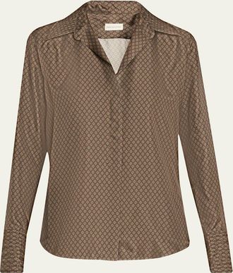 Dries Van Noten Celinta Satin Button-Front Shirt