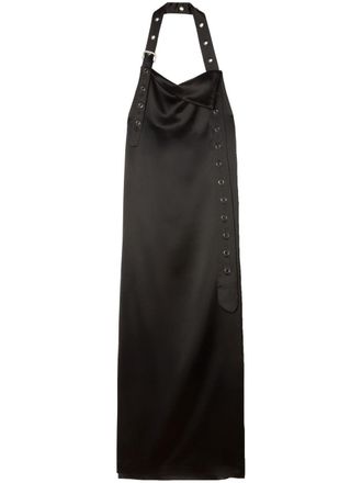 Off-white Satijnen maxi-jurk - Zwart