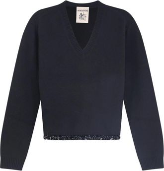 Semicouture Maglia Celia - Dames - V-hals truien - Zwart - S - Truien & Vesten