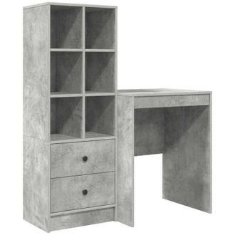 vidaXL Escritorio Con Almacenamiento Con Caj&oacute;n 2 Pcs Gris Concreto Vidaxl