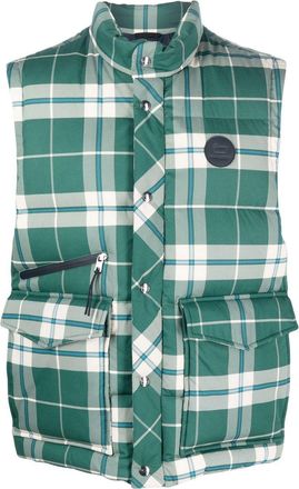 Woolrich check-pattern quilted gilet - men - Cotton/Polyester/Recycled Down/Recycled Feather Down - S - Green