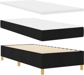 vidaXL Cama Tipo Box Spring Con Colch&oacute;n Negro 90 X 200 Cm Tela Vidaxl