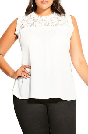 City Chic Angel Sleeveless Top in Ivory at Nordstrom, Size Small