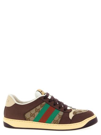 Gucci Beige Brown Lace-Up Sneakers