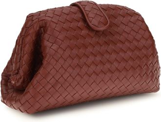 Bottega Veneta Womens Clutch Lauren 1980 Lava Red Red-Brass V Lamb Leather Bags Red/brass