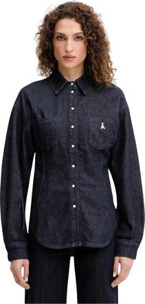 Patrizia Pepe Denim blouse met ballonmouwen - Dames - Spijkeroverhemden - Blauw - S - Denim - Overhemden