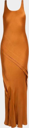 Saint Laurent Sleeveless Draped Silk Tank Dress