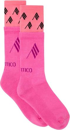 The Attico Dubbele manchet logo sokken - Dames - Sokken - Roze - L/Xl - Ondergoed