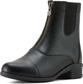 Ariat Womens Scout Zip Paddock Boots in Black Leather, B Medium Width, Size 6.5, by Ariat