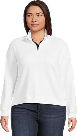 Mod-o-doc 1/2 Zip Funnel Long Sleeve Sweatshirt Womens Sweater White : LG (US 12-14), Cotton