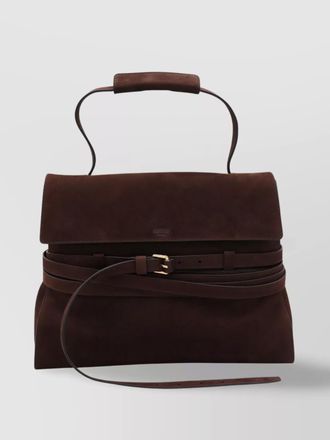 Moschino strap detail suede top handle bag