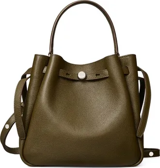 Tory Burch Romy Pebble Leather Bucket Bag in Leccio at Nordstrom
