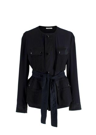 Givenchy Black Belted Silk Blend Utility Jacket Size XS