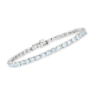Ross-Simons Aquamarine Tennis Bracelet in Sterling Silver