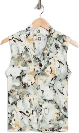 Anne Klein Triple Pleated Neck Sleeveless Top in Soft Aloe Multi at Nordstrom Rack, Size X-Small P