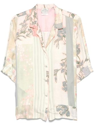 Forte_Forte patchwork-print shirt - women - Silk/Viscose - II - Green