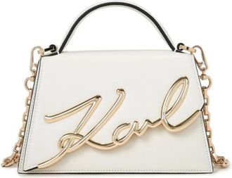 Karl Lagerfeld Trapezium Handtas - Dames - Handtassen - Beige - ONE Size - Leer - Tassen