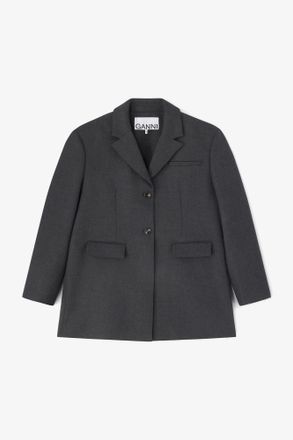 Ganni Grey Wool Suiting Blazer - Size XXS/XS Mixed