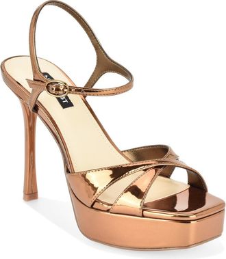 Nine West Tates Ankle Strap Platform Sandal in Bronze at Nordstrom, Size 10.5