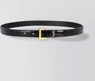 Saint Laurent crocodile-embossed leather belt
