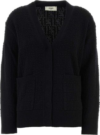 Fendi Black Wool Blend Cardigan