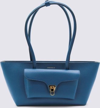 Coccinelle Blue Leather Turnlock Pocket Shoulder Bag