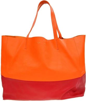 Celine Pre-owned Tote Bags, female, Orange, Size: ONE SIZE Pre-owned Vintage Leather Colorblock Tote Bag