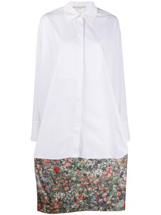 Stella McCartney floral print long asymmetric shirt - women - Cotton - 40 - White